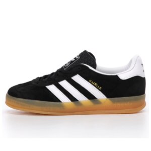 Чоловічі кросівки Adidas Gazelle Indoor Black White, чорні замшеві кросівки Адідас газелі індор