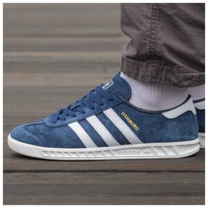Чоловічі кросівки Adidas Hamburg Blue White, сині замшеві кросівки Адідас гамбург