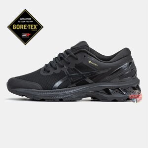 Чоловічі кросівки Asics Gel-Kayano 27 Gore-Tex GTX Black, чорні шкіряні кросівки асикс гель каяно 27 гортекс