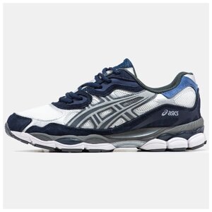 Чоловічі кросівки Asics Gel NYC White Blue, біло-сині замшеві кросівки асікс гель нік