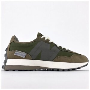 Чоловічі кросівки New Balance 327 Green Beige, зелені замшеві кросівки Нью беленс Беланс 327 NB 327