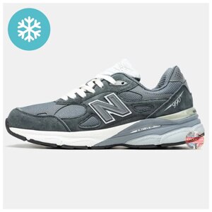 Чоловічі кросівки New Balance 990 Gore-Tex Termo Grey White, сірі замшеві кросівки Нью-Беланс 990 гортекс