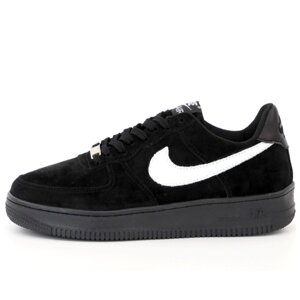 Чоловічі кросівки Nike Air Force 1 '07, чорні замшеві кросівки найк аїр форс 1 07 чорно-білі