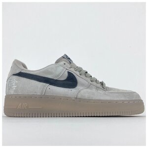 Чоловічі кросівки Nike Air Force 1 '07 Низька сіра замша, сірі шкіряні кросівки Nike Air Force 1 Риболовля