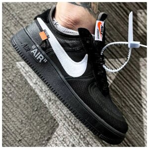 Чоловічі кросівки Nike Air Force 1 '07 Low Off-White Black, чорні кросівки найк аїр форс 1 лов офф вайт