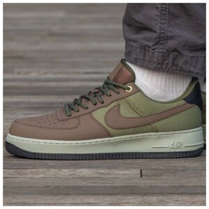 Чоловічі кросівки Nike Air Force 1 Low Khaki Brown, коричневі шкіряні кросівки найк аїр форс 1 лов хакі