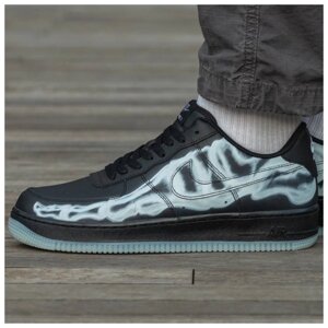 Чоловічі кросівки Nike Air Force 1 Low Skeleton QS Black чорні шкіряні кросівки найк аїр форс 1 лов скелетон