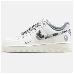 Чоловічі кросівки Nike Air Force 1 x BAPE Low White, білі шкіряні кросівки найк аїр форс 1 бейп