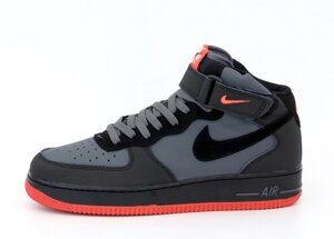 Чоловічі кросівки Nike Air Force High Black Grey Red, кросівки Nike Air Force High, Nike Air Force 1