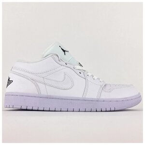 Чоловічі кросівки Nike Air Jordan 1 низький білий ретро, білі шкіряні кросівки Nike Air Jordan 1