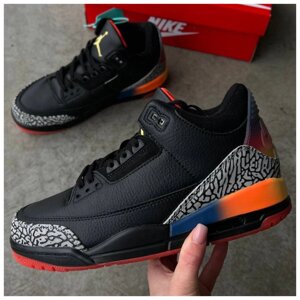 Чоловічі кросівки Nike Air Jordan 3 x J Balvin Medellin Sunset Black Retro, чорні джордан 3 балвін меделін