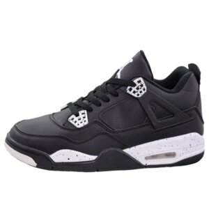 Чоловічі кросівки Nike Air Jordan 4 ретро, чорні шкіряні кросівки Nike Air Jordan 4 ретро