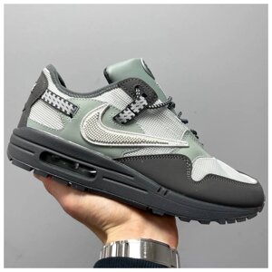 Чоловічі кросівки Nike Air Max 1 x Travis Scott ‘Dusty Sage’шкіряні кросівки найк аїр макс 1 тревіс скотт