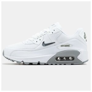 Чоловічі кросівки Nike Air Max 90 White Grey весна-осінь, білі шкіряні кросівки найк аїр макс 90