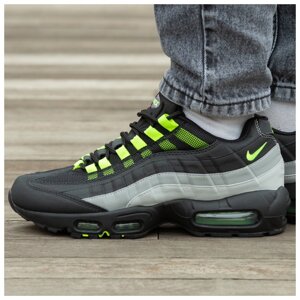 Чоловічі кросівки Nike Air Max 95 Black Grey Green, шкіряні кросівки найк аїр макс 95