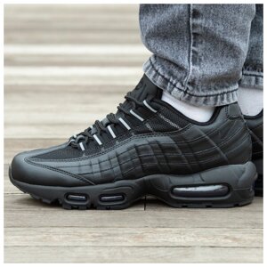 Чоловічі кросівки Nike Air Max 95 Black Reflective, чорні шкіряні кросівки найк аїр макс 95 рефлективні