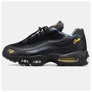 Чоловічі кросівки Nike Air Max 95 Corteiz Black Tour Yellow, чорні шкіряні кросівки найк аїр макс 95 кортез