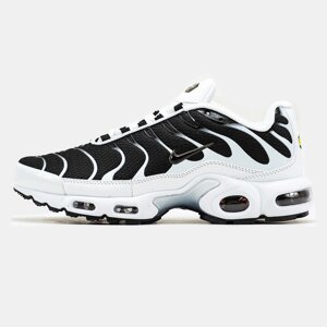 Чоловічі кросівки Nike Air Max TN Plus White Black, чорно-білі шкіряні кросівки найк аїр макс тн плюс