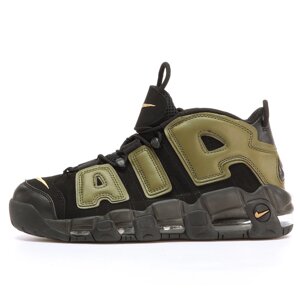 Чоловічі кросівки Nike Air Max Uptempo Black Khaki More, чорні шкіряні кросівки найк аїр море аптемпо