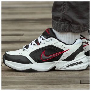 Чоловічі кросівки Nike Air Monarch IV Black Red White, чорно-білі шкіряні кросівки найк аїр монарх