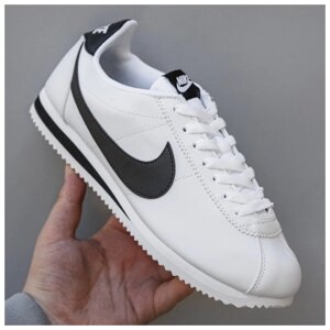 Чоловічі кросівки Nike Cortez White Black, чорно-білі шкіряні кросівки найк кортез