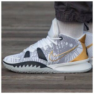 Чоловічі кросівки Nike Kyrie 7 White Gold, чорно-білі кросівки найк Кайрі 7