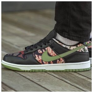 Чоловічі кросівки Nike SB Dunk Low Black Camo, чорні шкіряні кросівки найк сб данк камо