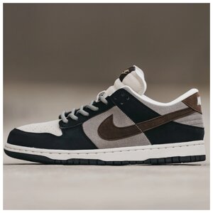 Чоловічі кросівки Nike SB Dunk Low Brown Black, чорні замшеві кросівки найк сб данк коричневі