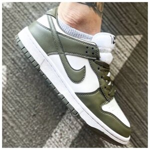 Чоловічі кросівки Nike SB Dunk Low Medium Olive, оливкові шкіряні кросівки найк сб данк лов