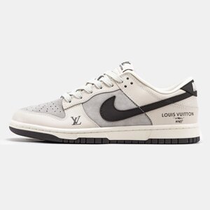 Чоловічі кросівки Nike SB Dunk Low x Louis Vuitton Grey Black, шкіряні кросівки найк сб данк лов луї віттон