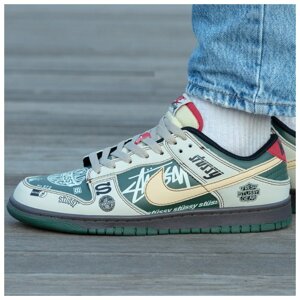 Чоловічі кросівки Nike SB Dunk Low x Stussy BMW M3 Green, шкіряні кросівки найк сб данк лов стуси бмв м3