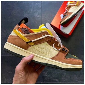 Чоловічі кросівки Nike SB Dunk x Air Jordan Beige Brown Low коричневі шкіряні кросівки найк данк лепеха джордан