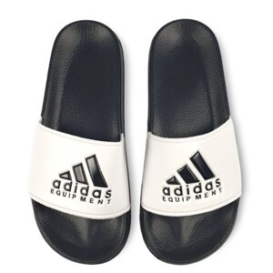 Чоловічі шльопанці Adidas Equipment Slides Black White, чорно-білі ляпанці адідас еквіпмент тапки