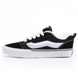 Чоловічі / жіночі кеди Vans KNU Skool Black White VN0009QC6BT1, чорно-білі замшеві кросівки ванс кну вилиць