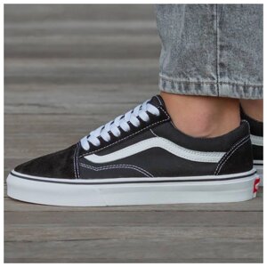 Чоловічі / жіночі кеди Vans Old Skool Classic Black White, унісекс чорно-білі кросівки ванс олд скул чорні