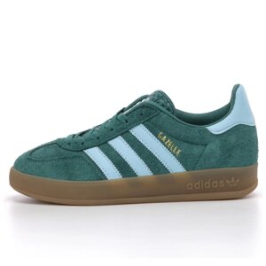 Чоловічі / жіночі кросівки Adidas Gazelle Indoor Green Blue, зелені замшеві кросівки адідас газелі індор