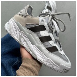 Чоловічі / жіночі кросівки Adidas Niteball White Black Grey, унісекс шкіряні кросівки Адідас найтбол