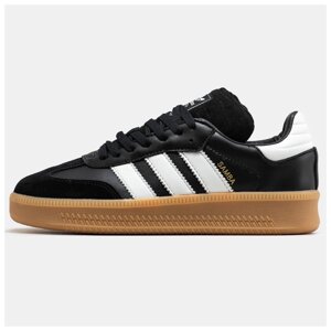 Чоловічі / жіночі кросівки Adidas Samba XLG Black White Gum Platform, чорні шкіряні кросівки адідас самба