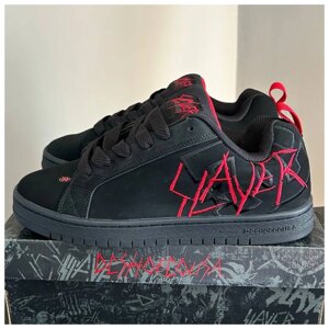 Чоловічі / жіночі кросівки DC х Slayer Court Graffik Black Red, чорні кросівки дс слер