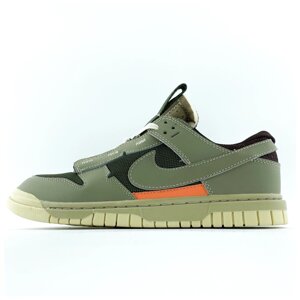 Чоловічі / жіночі кросівки Nike Air Dunk Low Jumbo Medium Olive, оливкові шкіряні кросівки найк аїр данк