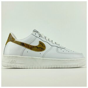 Чоловічі / жіночі кросівки Nike Air Force 1 Низька змія білі, білі шкіряні кросівки Nike Air Fores 1 07