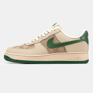 Чоловічі / жіночі кросівки Nike Air Force 1 Low x Gucci Beige Green, бежеві кросівки найк аїр форс 1 гуччі