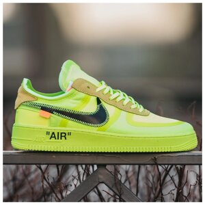 Чоловічі / жіночі кросівки Nike Air Force 1 Low x Off-White Volt зелені кросівки найк аїр форс оф вайт лов