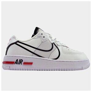 Чоловічі / жіночі кросівки Nike Air Force 1 React White Black, білі шкіряні кросівки найк аїр форс 1 реактив