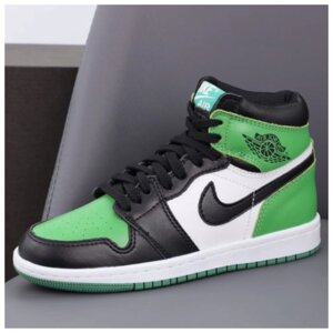 Mens / Жіночі кросівки Nike Air Jordan 1 Mid Green Чорний білий, шкіра Nike Air Jordan 1 Ретро Міністерство закордонних справ