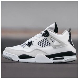 Чоловічі / жіночі кросівки Nike Air Jordan 4 Retro White Black унісекс білі шкіряні найк аїр джордан 4 ретро