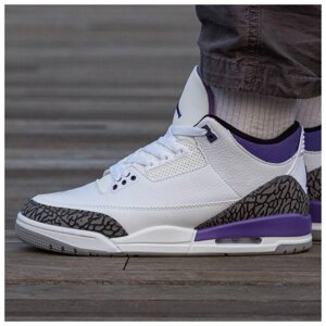 Чоловічі / жіночі кросівки Nike Air Jordan Retro 3 Dark Iris білі шкіряні кросівки найк аїр джордан 3 ретро