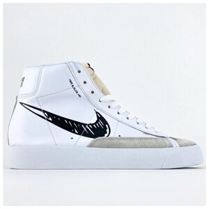 Mens / Жіночі кросівки Nike Blazer Mid '77 білий чорний ескіз, білі шкіряні кросівки Nike Blazer MFA