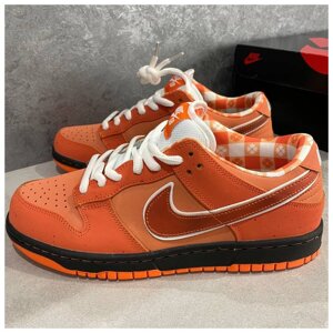 Чоловічі / жіночі кросівки Nike x Concepts SB Dunk Low Orange Lobster, помаранчеві шкіряні найк сб данк лобстер