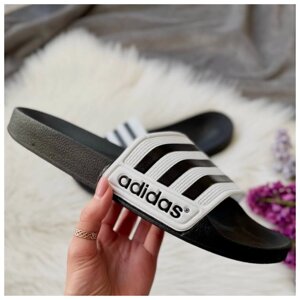 Чоловічі / жіночі тапочки Adidas Slides White, Чорно -білі ляпси Adidas спить схили чорні